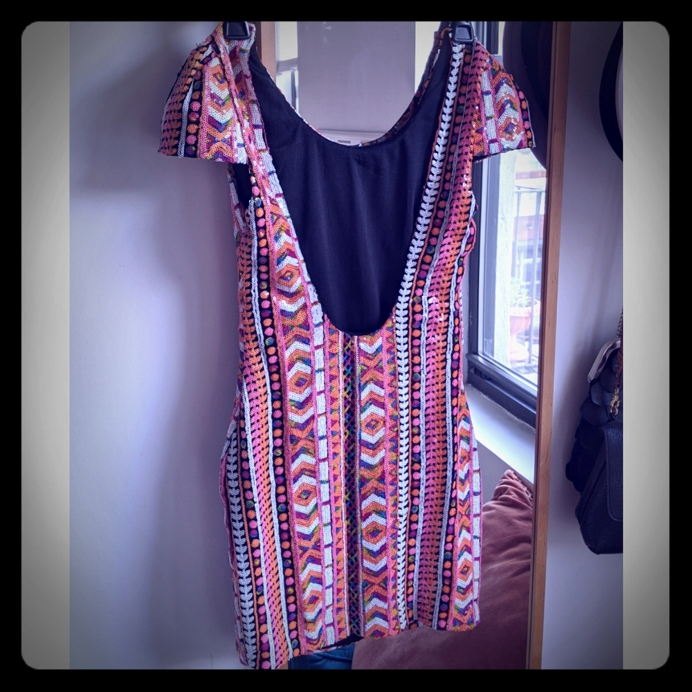 UNIQUE FESTIVAL NEON SEQUINS DRESS